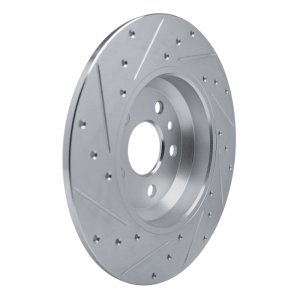 Jaguar E-Pace Brake Rotor (1) - Rear Right - R1 Concepts - Drilled & Slotted - Silver - `20-`22